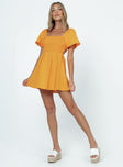 Princess Polly Square Neck  Summer Nights Mini Dress Orange
