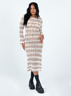 product Princess Polly High Neck  Leah Knit Midi Dress Beige