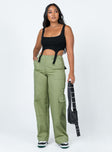 Princess Polly   Luna Mid Rise Cargo Pants Green