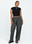 Front view of model wearing  front Princess Polly High Waisted Pants  Plevna Nylon Pants Olive