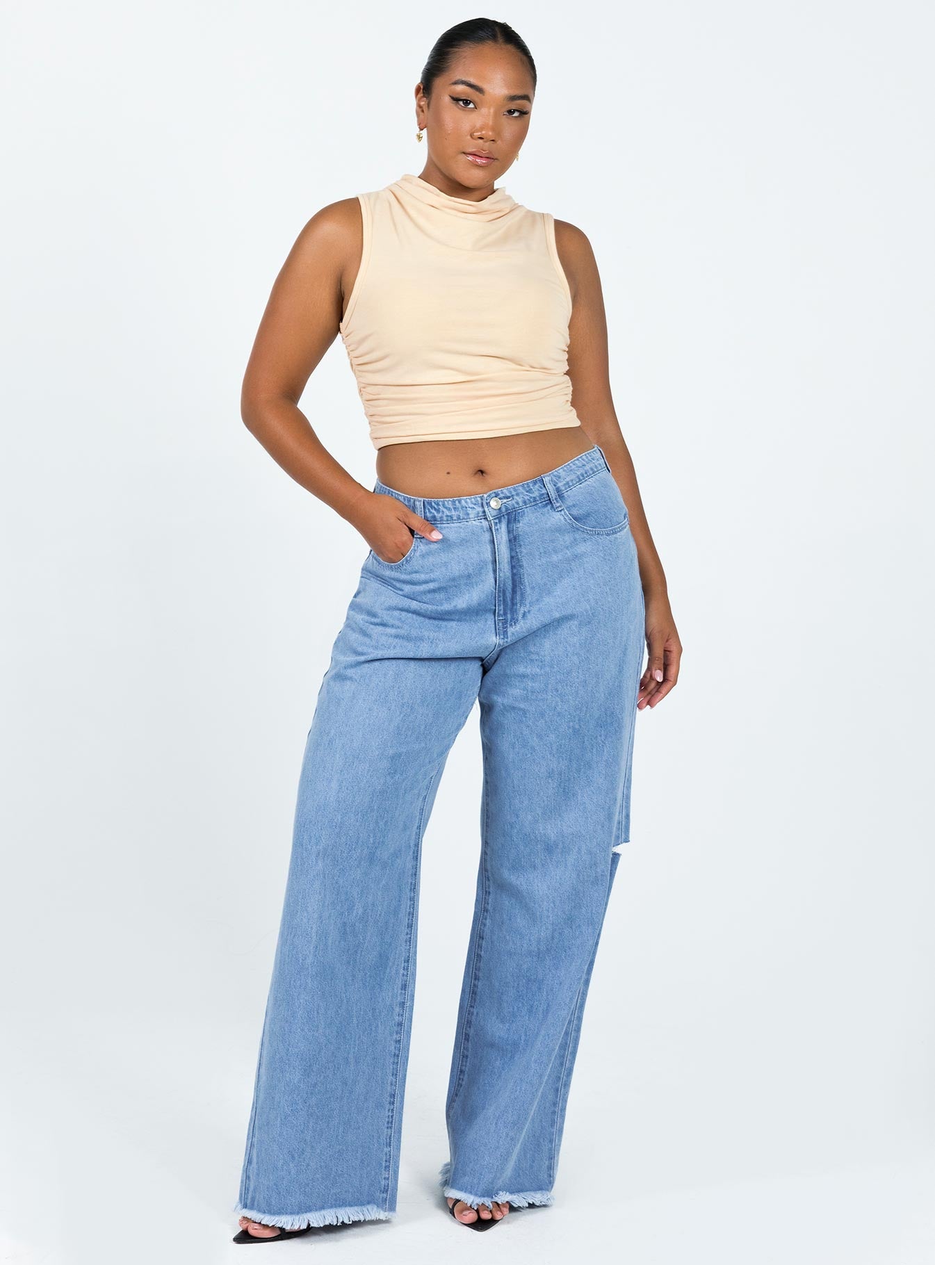 product Princess Polly Sleeveless High Neck  Bickell Tank Top Beige