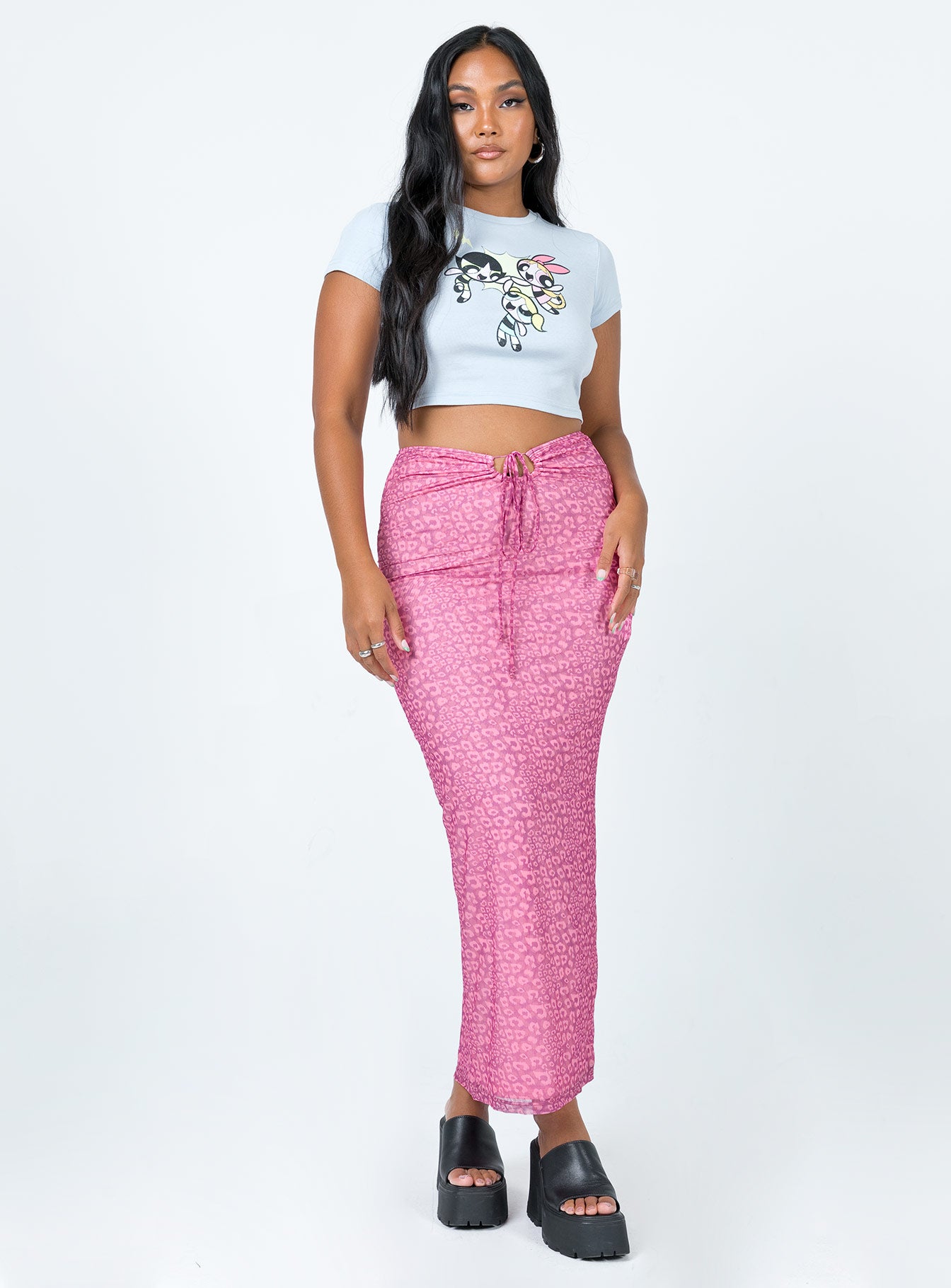 Pink midi skirt on sale hotsell