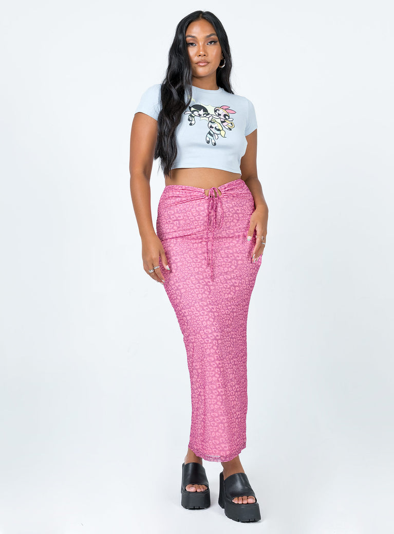   front view of model wearing Princess Polly Ariel Midi Skirt Pink 