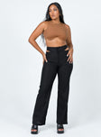 front view of model wearing Princess Polly Alexia Wide Leg Pants Black 