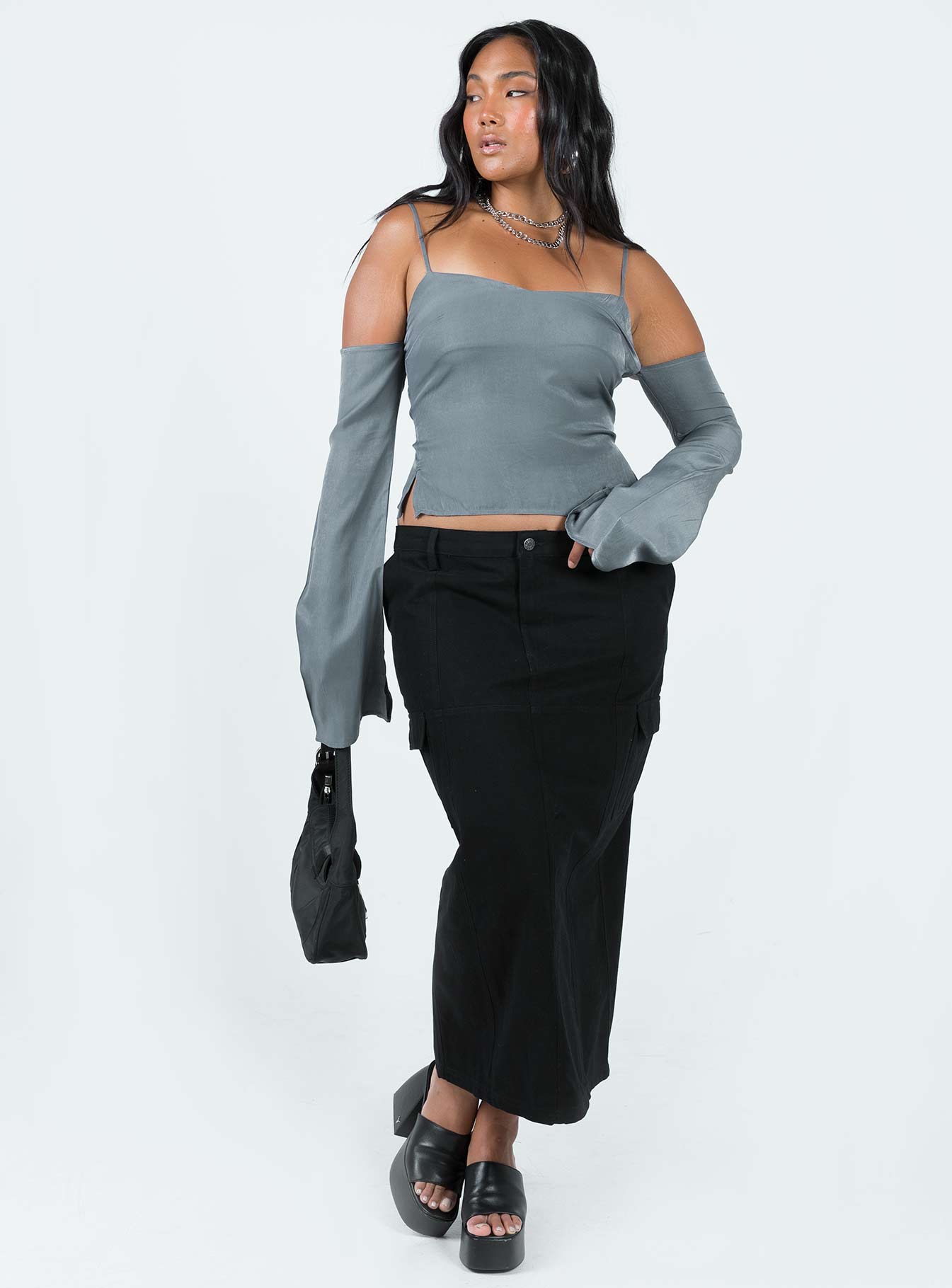 product Motel Widya Skirt Panama Black Princess Polly  Midi Skirts 