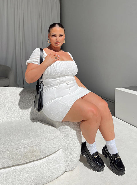 product Princess Polly Square Neck  Fauci Mini Dress White Curve