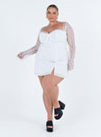 product Princess Polly Crew Neck  Ashwood Lace Sleeve Mini Dress White Curve