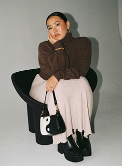 Zahara Cropped Turtleneck Sweater Brown Curve Princess Polly  long 