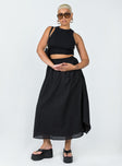   front view of model wearing Princess Polly Leonie Maxi Skirt Black 