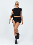 front view of model wearing Princess Polly Bold Move Top Black 