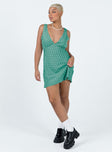 product Princess Polly High Neck  Nellie Mini Dress Green Polka Dot