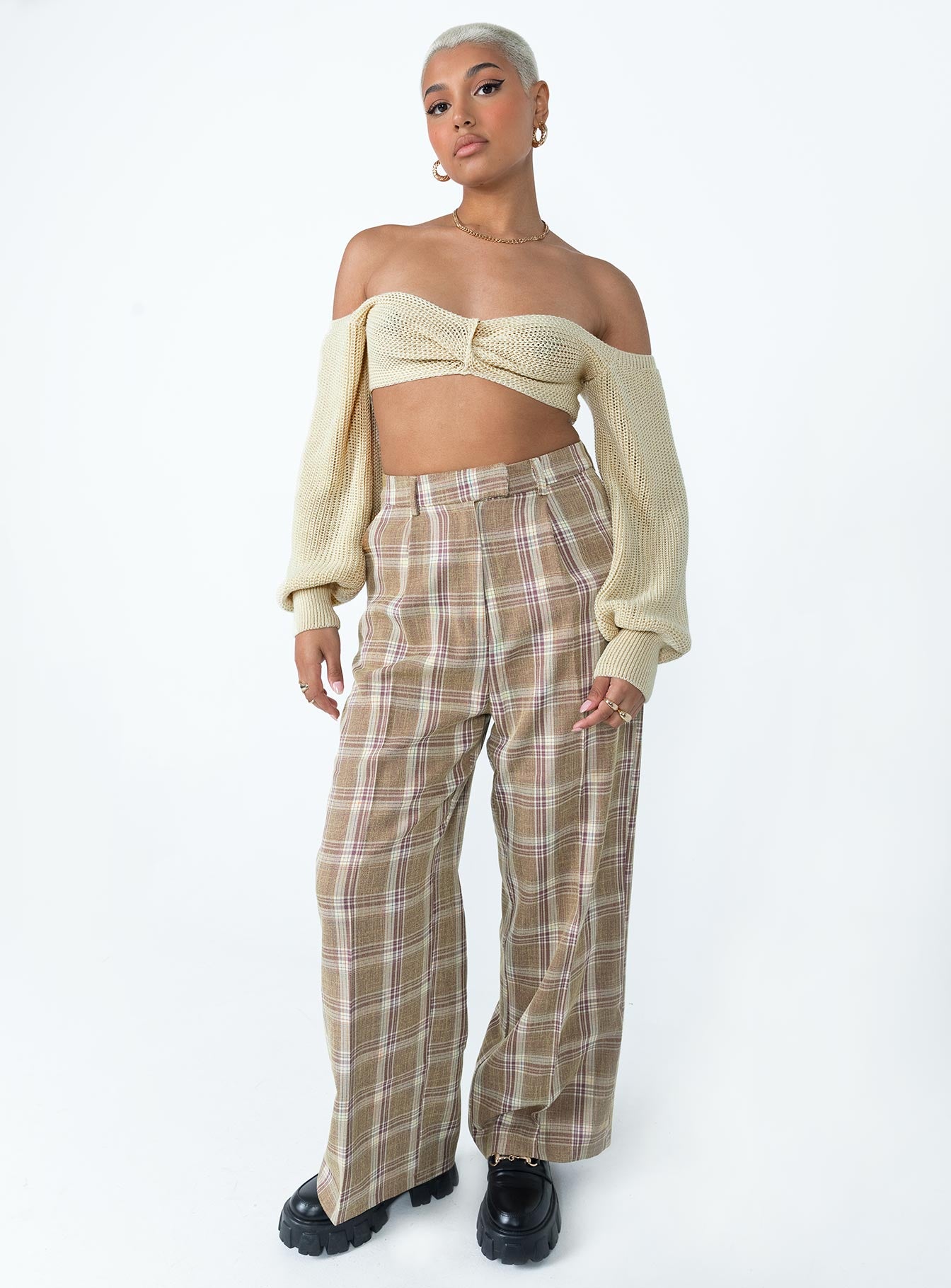 Miller Knot Front Sweater Cream Princess Polly  Cropped 