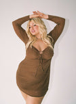 Princess Polly Sweetheart Neckline  Stassie Mini Dress Brown Curve