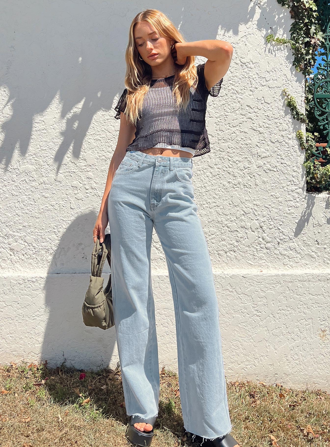 product Princess Polly High Waisted  Arlington Straight Leg Denim Jeans Light Wash