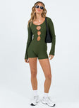 Long sleeve romper Rib knit material Scoop neck