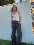 Front view of model wearing  front Princess Polly High Waisted Pants  Snow Parachute Pants Slate