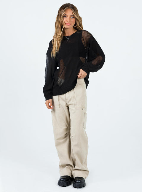 Wendy Oversized Knit Sweater Black Princess Polly  long 