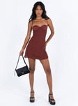 Princess Polly Sweetheart Neckline  Laysan Lace Mini Dress Burgundy