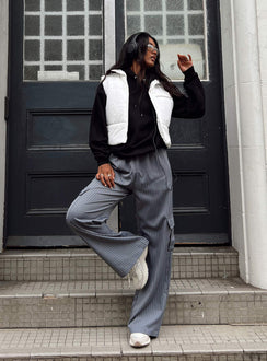 front view of model wearing Princess Polly Ritu Oversized Hoodie Black 