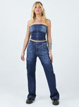 product Princess Polly Sleeveless High Neck  Flaming Denim Tube Top Dark Indigo