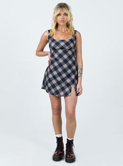 product Princess Polly Crew Neck  Motel Mehra Dress Check Black