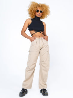 front view of model wearing Princess Polly Jaylin Top Black 