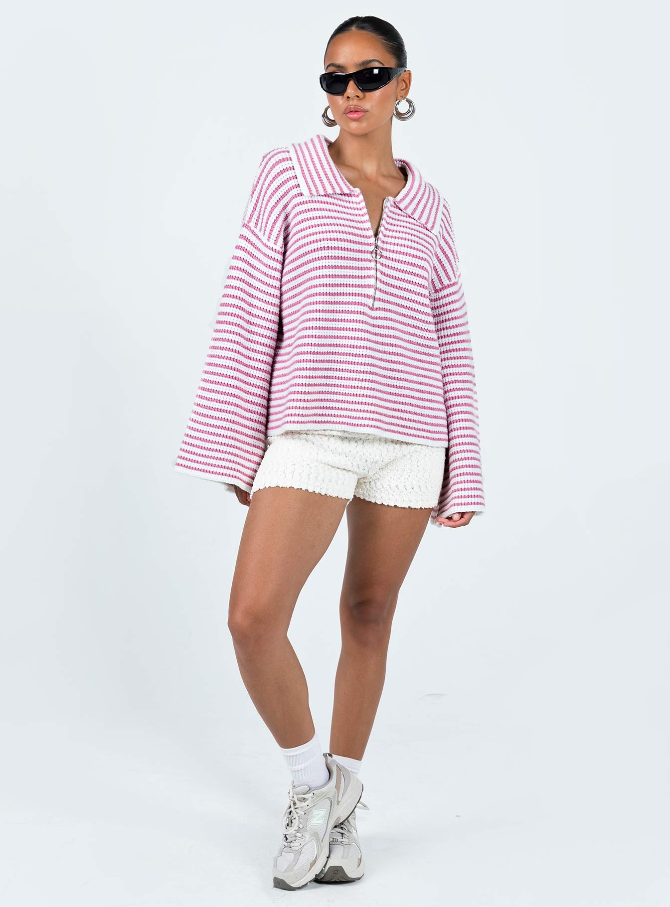 Willbar Oversized Sweater Pink / White Princess Polly  long 