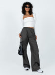 Front view of model wearing  front Princess Polly High Waisted Pants  Lista Elastic Pocket Pants Slate