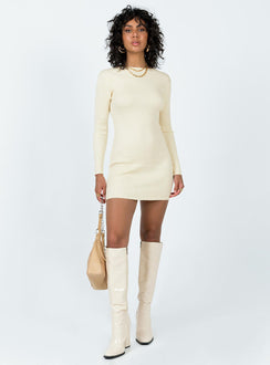 product Princess Polly High Neck  Nadine Long Sleeve Mini Dress Cream