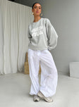 Princess Polly Crew Neck Sweatshirt Bubble Text Grey / Cloud White Princess Polly  Cropped 