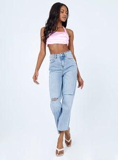 front view of model wearing Princess Polly Esmae Top Pink 