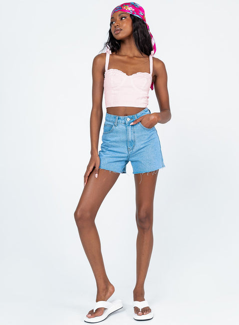 front view of model wearing Princess Polly Paxten Top Pink 