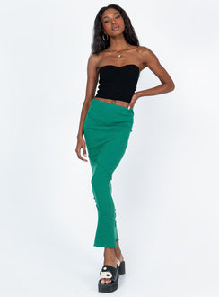   front view of model wearing Princess Polly Oscar Maxi Skirt Forest Green 