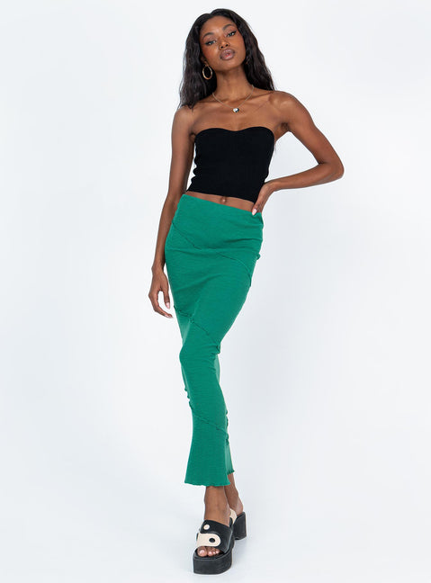   front view of model wearing Princess Polly Oscar Maxi Skirt Forest Green 