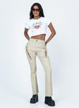 front view of model wearing Princess Polly Parise Pants Beige 