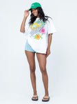 front view of model wearing Princess Polly Bahamas Tee White Short Sleeve High Neck 