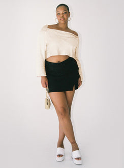 Front view of model wearing  front Princess Polly Half Sleeves High Neck  Love Song Top Curve