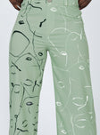 side view of model wearing Princess Polly Face It Pants Green 