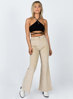 front view of model wearing Princess Polly Nadia Pants Beige 