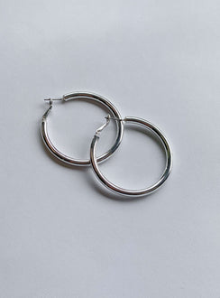 Earrings Silver-toned Latch fastening Oversized hoop design