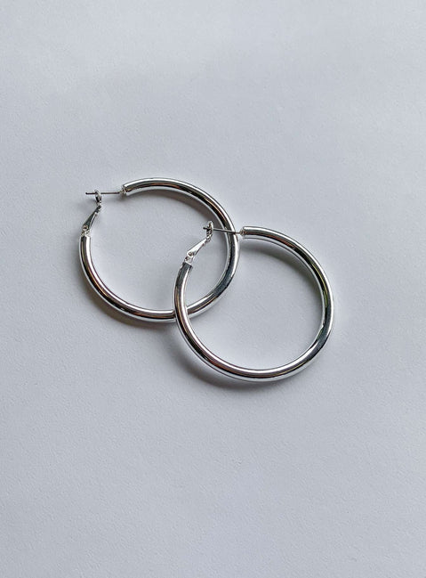 Earrings Silver-toned Latch fastening Oversized hoop design