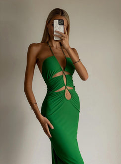 front view of model wearing Princess Polly Jagger & Stone Emily Maxi Dress Green 