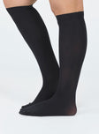 Knee high socks  Delicate material - wear with care  Elasticated cuff  Semi-sheer Good stretch  