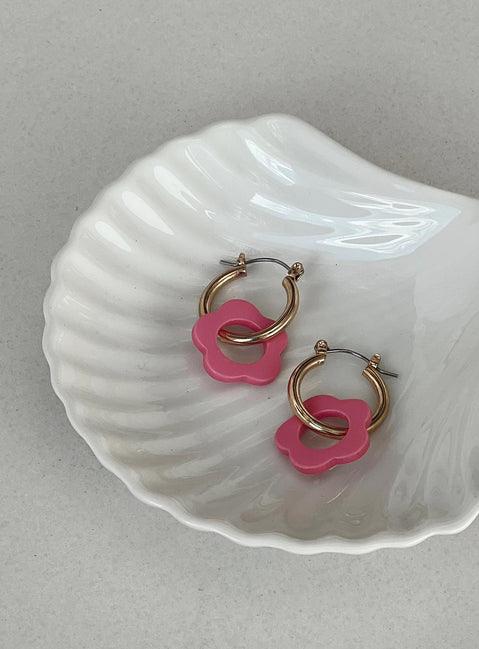Botanical Girl Earrings Gold / Pink