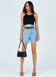 Open Road Denim Paper Bag Shorts Pale Blue