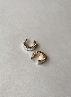 Earrings Gold-toned Hoop design Stud fastening  Diamante detail