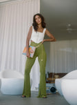 front view of model wearing Princess Polly Boogie Pants Green 