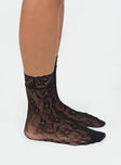 Ankle socks Lace design Frill cuff Good stretch  Hand wash only 