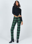 front view of model wearing Princess Polly Zara Pant Green Check 