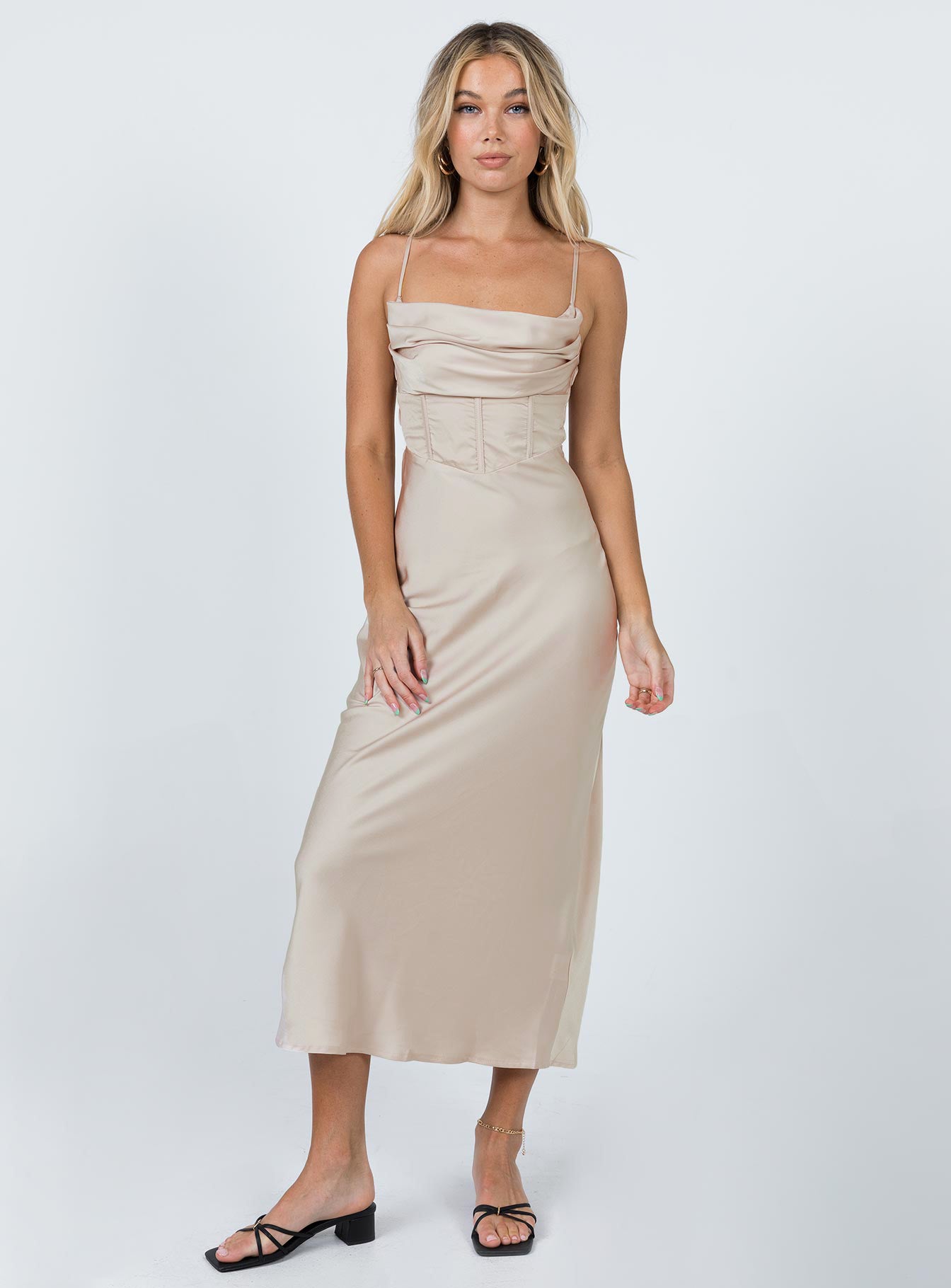 product Princess Polly Square Neck  Lillie Midi Dress Beige